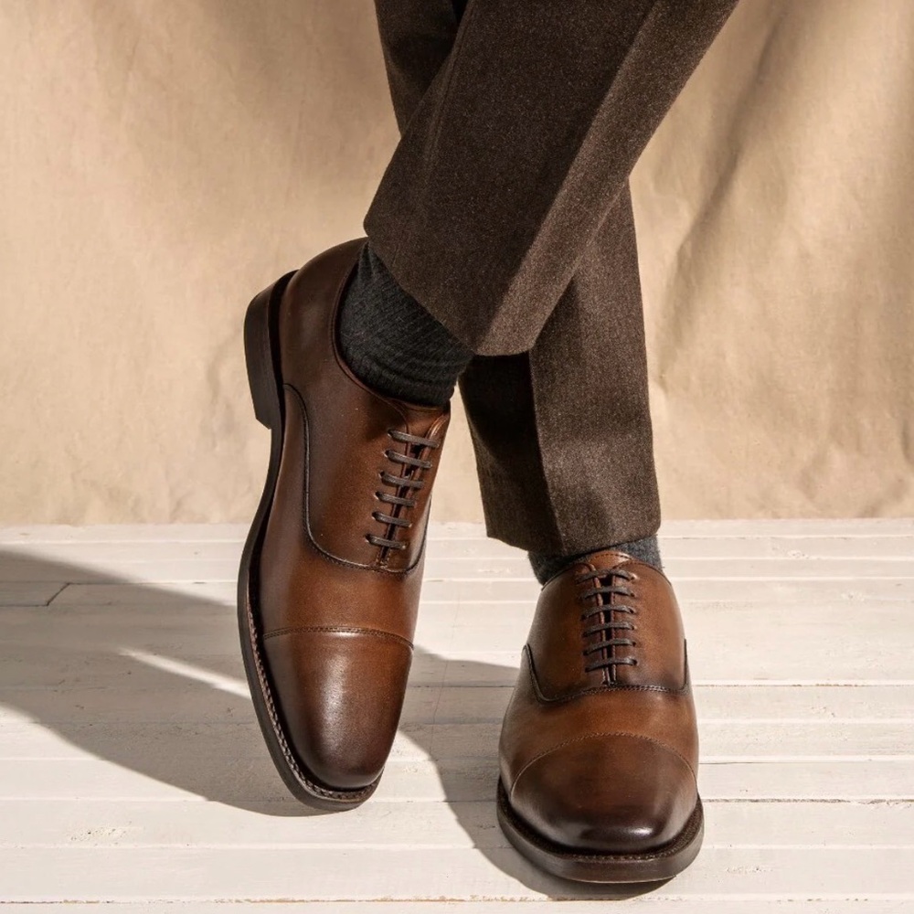 Suitshop Men's Reynolds Tan Leather Oxford Shoes